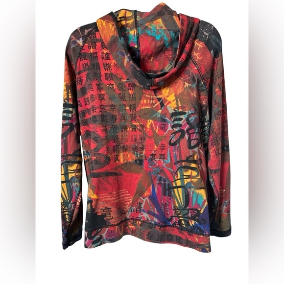 Chico’s Multicolor Oriental Artsy Graphics Cotton Zip Hoodie Women’s M - Picture 2 of 12